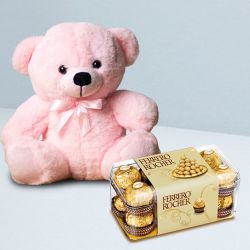 Tasty Ferrero Rocher n Cute Teddy Combo for Valentine