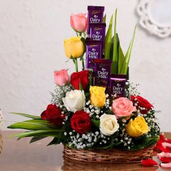 Splendid Arrangement Mixed Roses n Cadbury Chocolates