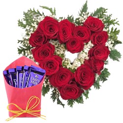 Red Rhapsody of Love with Roses n Cadbury Chocolates for Valentine