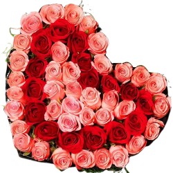 Charming Mixed Roses Heart for Valentine	