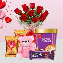 Radiant Rosy Treat of Kwality Walls Ice Cream with Chocolates n Teddy