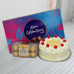 Magical Ferrero Rocher and Cadbury Celebration with White Forest Cake to Irinjalakuda