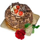 Tasty Chocolate Cake N Red Rose to Kanyakumari