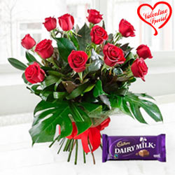 Exclusive Red Dutch Roses With Free Cadbury Chocolate