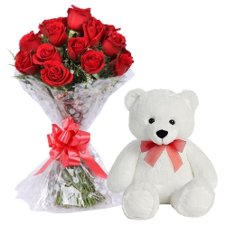 Dutch Red Roses n Huggable 12 inch Teddy Bear