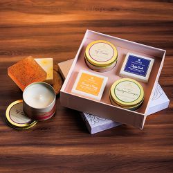 Premium Ayurvedic Soap N Soy Wax Candles Gift Set to India