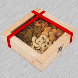 Marvelous Wooden Gifts Box of Assorted Dry Fruits to Kollam