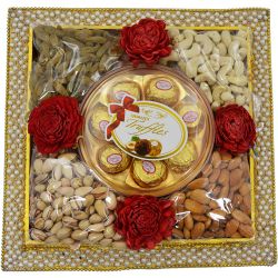 Festive Nutty Treat in Square Pearl Tray to Hariyana