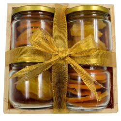 Delectable Dry Fruit Jar on Wooden Tray