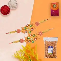 Salted Cashews with Free 2 Rakhis and Roli Tilak Chawal