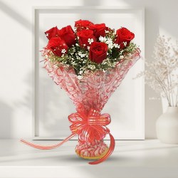 12 Red Rose Bouquet to India