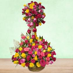 Beautiful 150 Mixed Roses Arrangement of Dual Layers