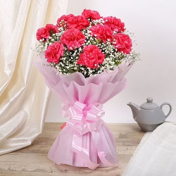 Arresting Pink Carnations Bouquet to Nipani