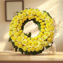 Stunning Yellow Roses Wreath Arrangement to Ambattur