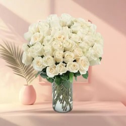 Serene White Roses Vase Arrangement