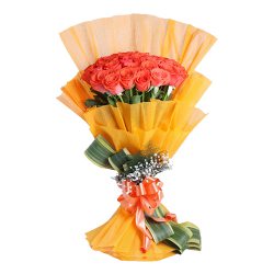 Ravishing Orange Roses Farewell Bouquet to Kanyakumari