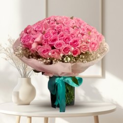 Exotic 100 Pink Roses Arrangement