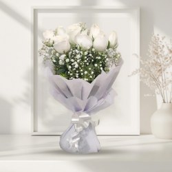 Serene White Roses Bouquet