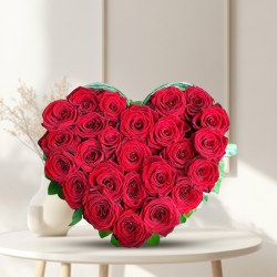 Exclusive Dutch Red Roses in Heart Shaped Arrangement to Viluppuram