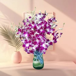 Attractive colorful Orchids with Vase