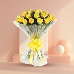 Aromatic Perfect Fulfillment One Dozen Yellow Roses Bunch