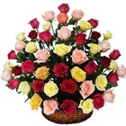 Romantic Collection of Mixed Roses in a Basket