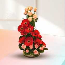 Striking Gerberas and Roses Arrangement