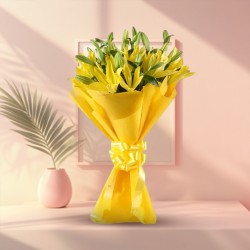 Bday Sunshine Yellow Lilies Bouquet