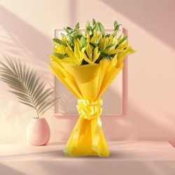 Delightful Yellow Lilies Bouquet to Ambattur