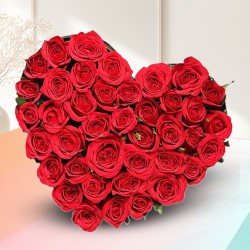 Popular Heart Shape Arrangement of 100 Red Roses