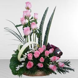Romantic 25th Year Valentine Special Bouquet of Pink Roses