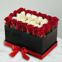Delightful Love Duet of Roses with Ferrero Rocher to Tirur