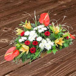 Premium Flat Table Arrangement of Mixed Flowers to Kanyakumari