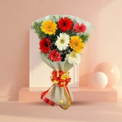Breathtaking Bunch of One Doz Colorful Gerberas