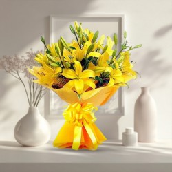 Vibrant Yellow Color Lilies Bunch
