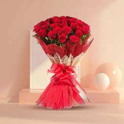 Passionate Bouquet of Two Dozen Red Roses elegantly wrapped