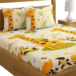Stunning Giraffe Print Double Bed Sheet N Pillow Cover Set