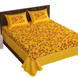 Stylish Jaipuri Print King Size Bed Sheet with Pillow Cover