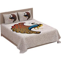 Exclusive Jaipuri Print Double Bed Sheet N Pillow Cover Set