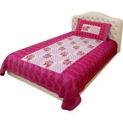 Wonderful Rajasthani Print Single Bed Sheet N Pillow Cover Set