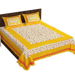Trendy Rajasthani Print Double Bed Sheet with Pillow Cover Set
