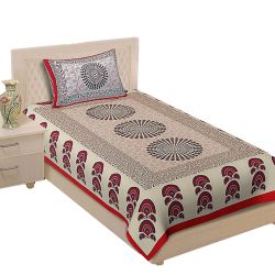Special Jaipuri Print Single Bed Sheet N Pillow Cover Set