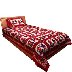 Impressive Rajasthani Print Single Bed Sheet N Pillow Cover