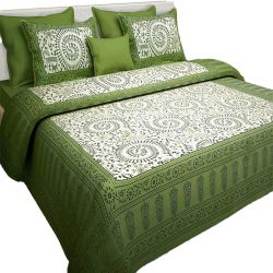 Super Comfy Jaipuri Print King Size Bed Sheet with Pillow Covers to Lakshadweep