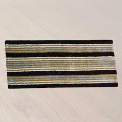 Classy Modern Stripes Microfibre Polyester Shaggy Bedside Runner to Lakshadweep