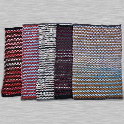 Awesome Reversible Striped Multicolor Cotton Blend Bath Mat