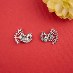 Oxidised Elegance   Peacock Design Earrings