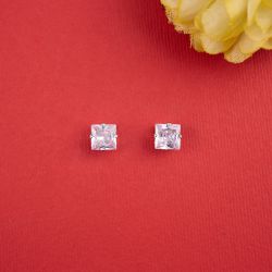 Designer White Square Stone Earrings