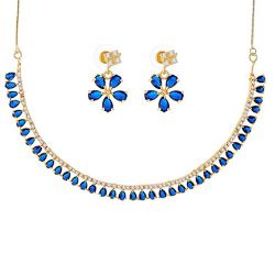 Trendy Gold Plated AD Jewellery Set