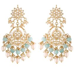 Exquisite Elegance  Pearl Kundan Chandbali Earrings to Rajamundri